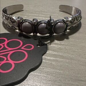 Silver and Grey/ Purple Women's Bangle Bracelet